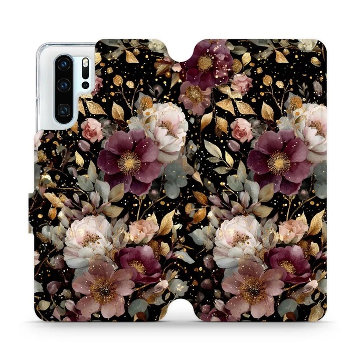 Калъф тип книга Mobiwear за Huawei P30 Pro, флорален дизайн, устойчив на удари и надраскване, многоцветен