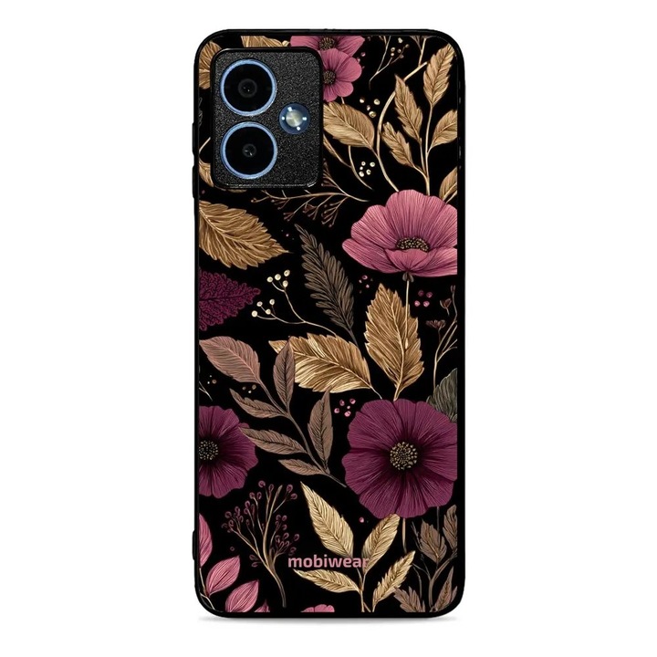 Husa telefon Mobiwear Glossy, pentru Motorola Moto G14, design flori, rezistent la socuri, multicolor