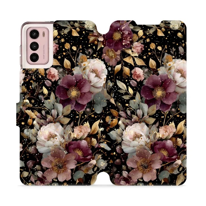 Husa flip Mobiwear pentru Motorola Moto G42, design floral, rezistent la socuri si zgarieturi, multicolor