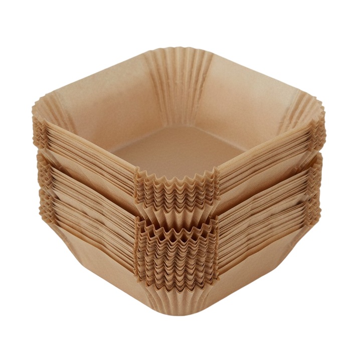 Hartie pentru Friteuza cu Aer Cald, 160x45mm, Patrata, 50/set, din esenta de lemn alimentar, VisionXXI