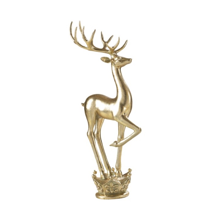 Statuetă decorativă, Mascagni, ren din rășină, auriu, 20.5x10.5x41cm