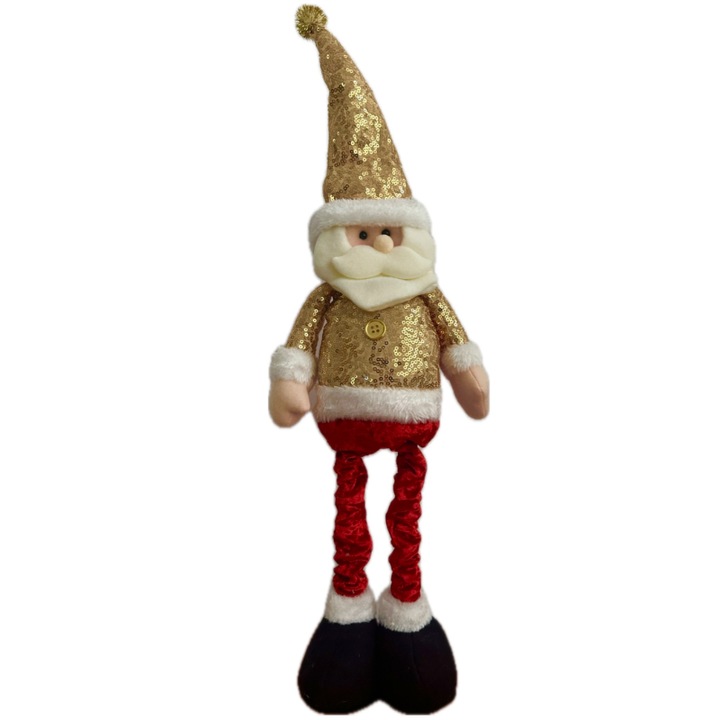 Figurina Decorativa Craciun Mos Craciun, inaltime reglabila 45-60 cm, auriu