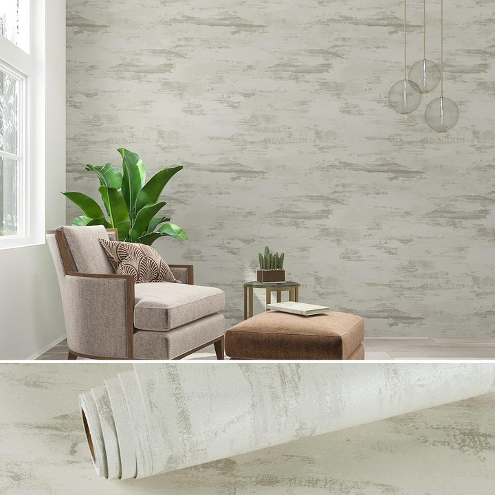 Tapet autocolant VEELIKE, gri, imitatie beton, 60x900cm