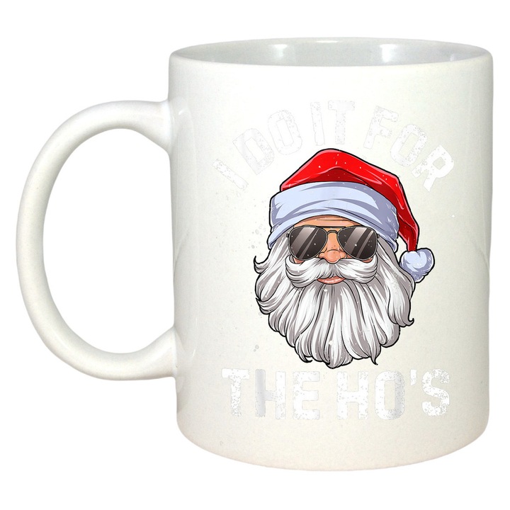 Cana Mos Craciun Cu Barba Pufoasa Craciun, Cadou, Sarbatori, Secret Santa, Cri-Flo, Culoare Alb, 330 ml