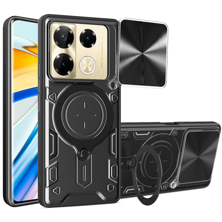 Husa telefon, compatibil cu Infinix Note 40 Pro (4G/5G)/ Note 40 Pro+ 5G, Negru titan