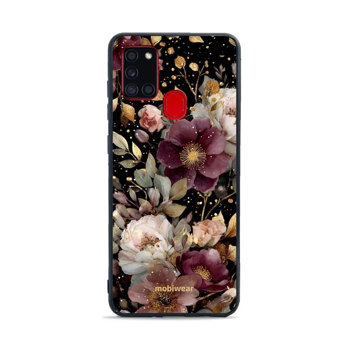 Husa telefon Mobiwear Glossy pentru Samsung Galaxy A21S, design floral, rezistent la socuri si zgarieturi, multicolor