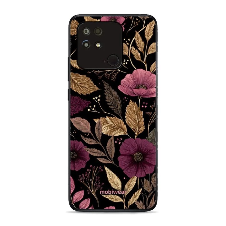 Husa telefon Mobiwear Glossy, pentru Xiaomi Redmi 10C, design flori, multicolor, material plastic si TPU