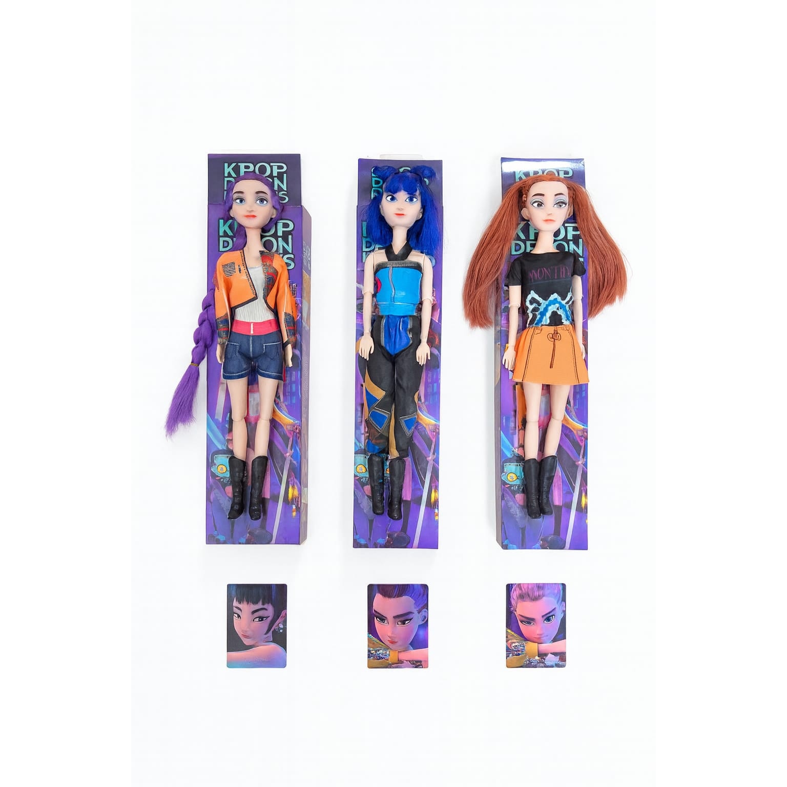 Set 3 Păpuși Muzicale K-POP Demon Hunters, 30 cm, efecte sonore