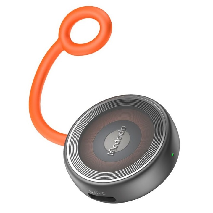 Incarcator Mcdodo wireless pentru Apple Watch, 2.5W, cu porturi Type-C si compatibil Lightning, snur din silicon anti-pierdere, Negru