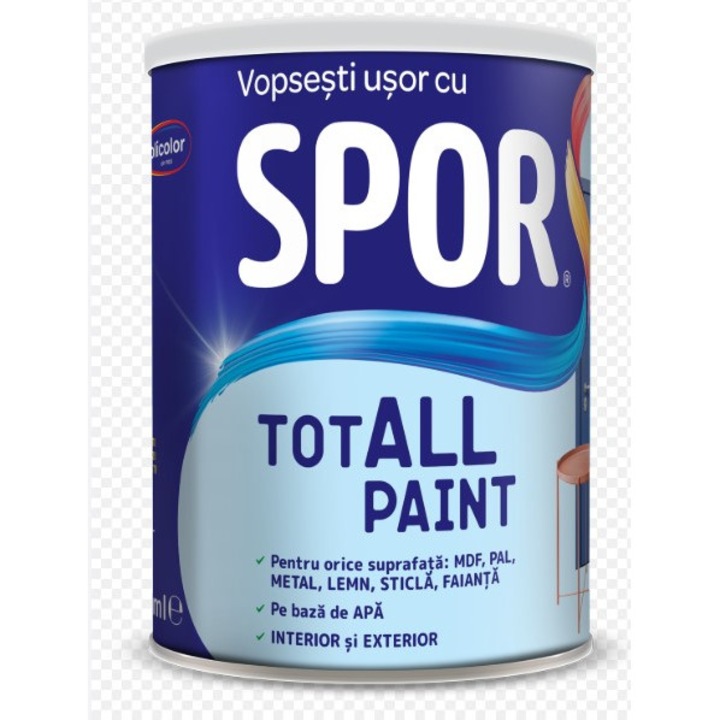 Vopsea TotALL 0.6L, spor, email multisuport, finisaj satinat, culoare Arctic