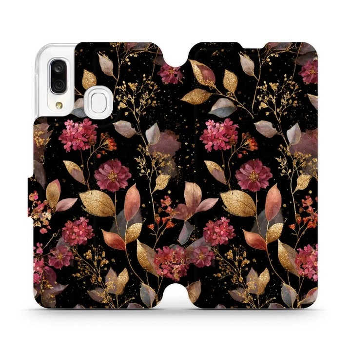 Husa flip Mobiwear pentru Samsung Galaxy A40, design cu flori, rezistenta la socuri si zgarieturi, multicolor