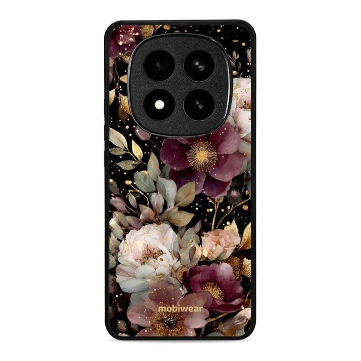 Husa telefon Mobiwear Glossy, pentru Xiaomi Redmi Note 14 Pro Plus 5G, design floral, multicolor, material plastic si TPU