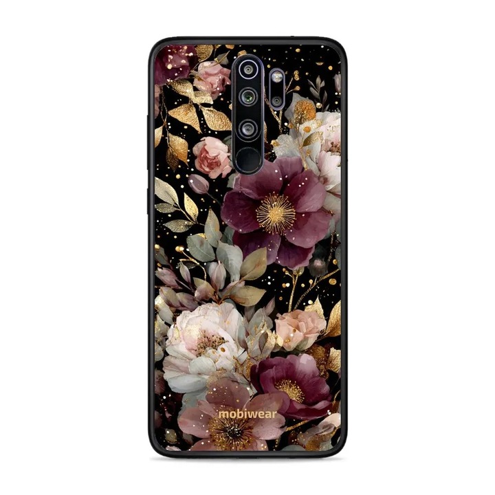 Husa telefon Mobiwear Glossy, pentru Xiaomi Redmi Note 8 Pro, design flori, multicolor, material plastic si TPU
