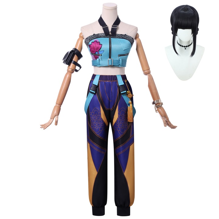 Costum de Halloween K-Pop Devil Hunter, include peruca, material poliester, marimea XS, multicolor