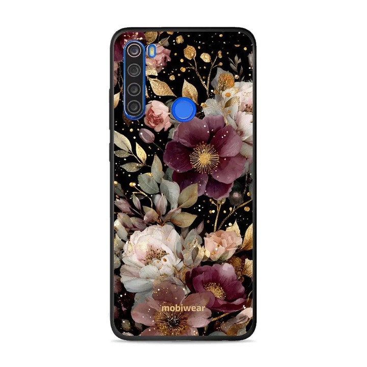 Husa telefon Mobiwear Glossy pentru Xiaomi Redmi Note 8T, design floral, rezistent la socuri si zgarieturi, multicolor