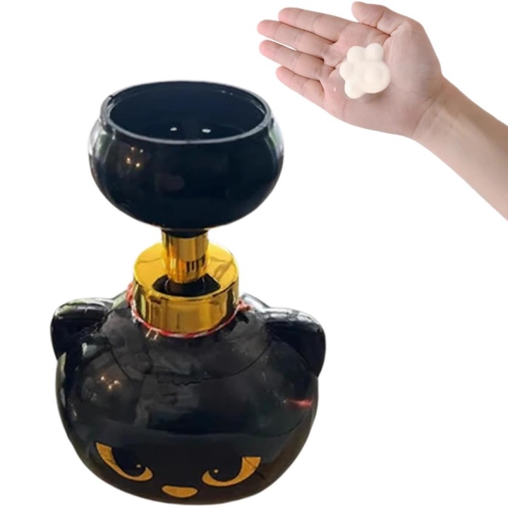 Cica mancs formájú habszappan adagoló, fekete macska design, fürdőszoba és konyhai kiegészítők