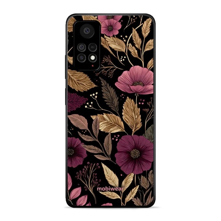 Калъф Mobiwear Glossy за Xiaomi Redmi Note 11 Pro 5G, лилав с цветя, устойчив на удари и надрасквания, комплект 1 калъф