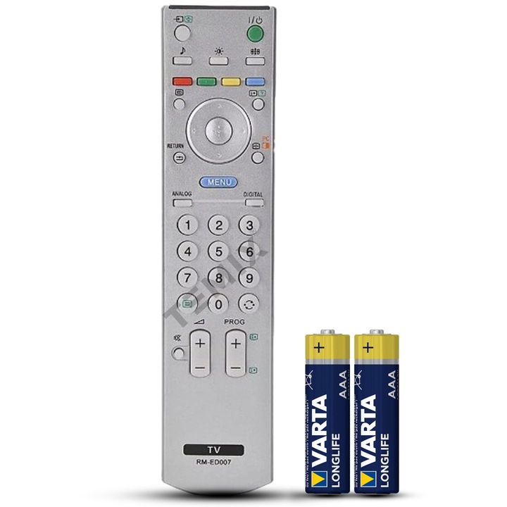 Telecomanda compatibila Sony, RM-ED007, TEMIX®, gri, baterii incluse