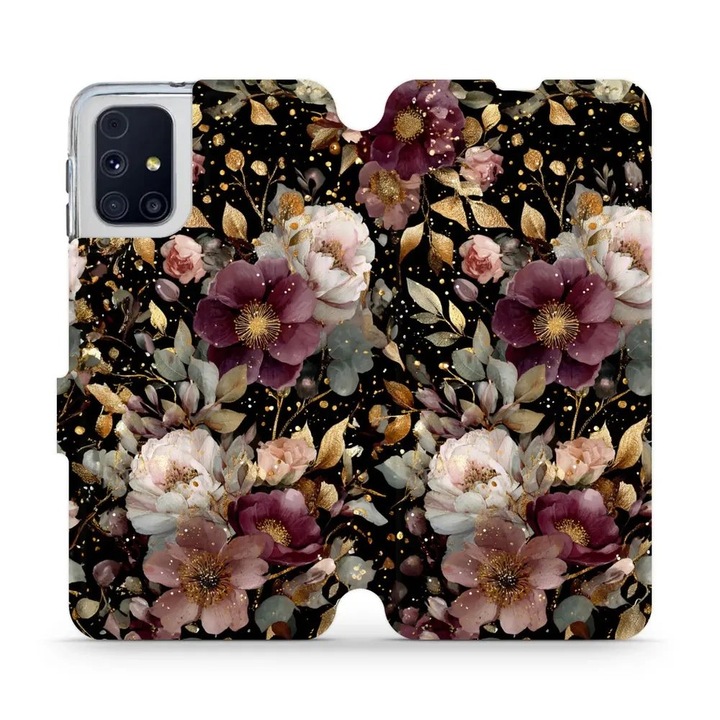 Husa flip Mobiwear pentru Samsung Galaxy M31s, design floral, rezistent la socuri si zgarieturi, multicolor