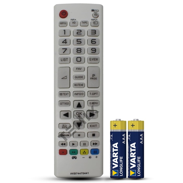 Telecomanda compatibila LG, 22MT47VW, 24MT47DC, 24MT47DWZ, 24MT47DCWZ, 24MT47D-WZ, AKB74475441, TEMIX®, alba, baterii incluse