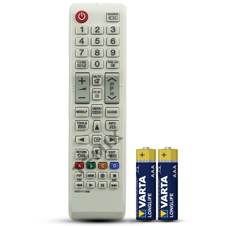 Telecomanda compatibila Samsung, LT19B300EW, LT19C300EW, LT22C300EW, LT22C350EX. LT22D390EW, LT24C350EW, BN59-01189B, TEMIX®, alba, baterii incluse