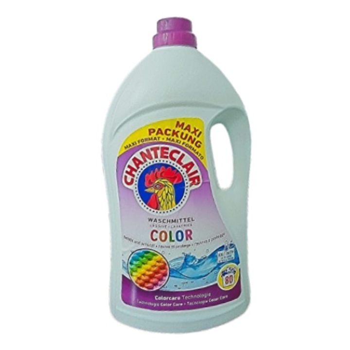 Detergent de rufe lichid Chante Clair Color, protejeaza si mentine intensitatea culorilor, formula concentrata, 3.6 l, 80 spalari