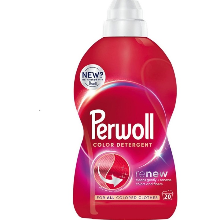 Detergent lichid Perwoll Color Renew, parfum discret si elegant, revitalizeaza si reimprospateaza culorile, 1 l, 20 spalari