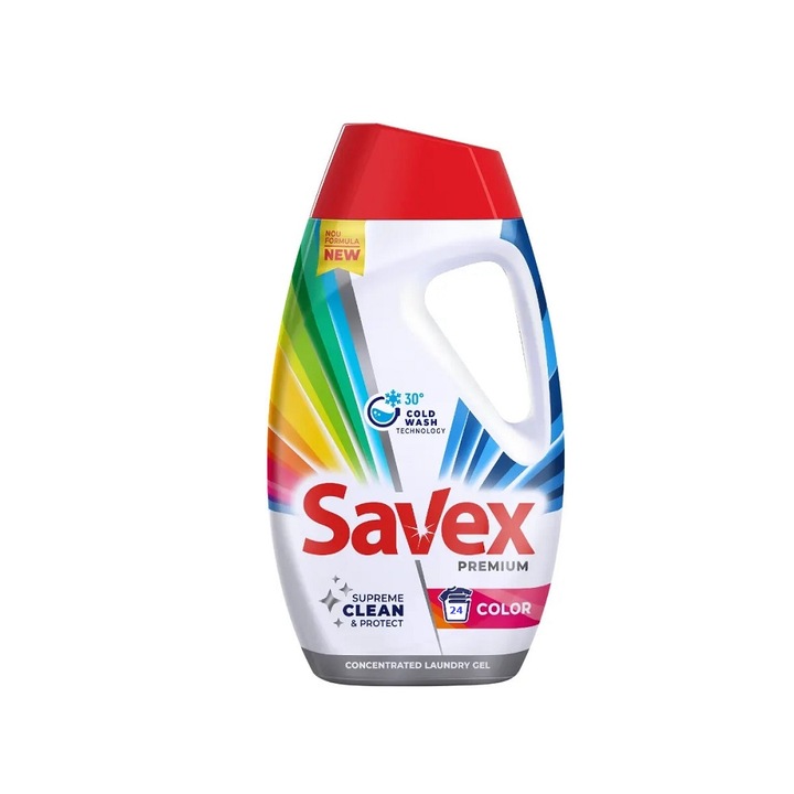 Detergent de rufe lichid Savex Premium Color, protectia culorilor, indepartarea petelor, 1.08 l, 24 spalari