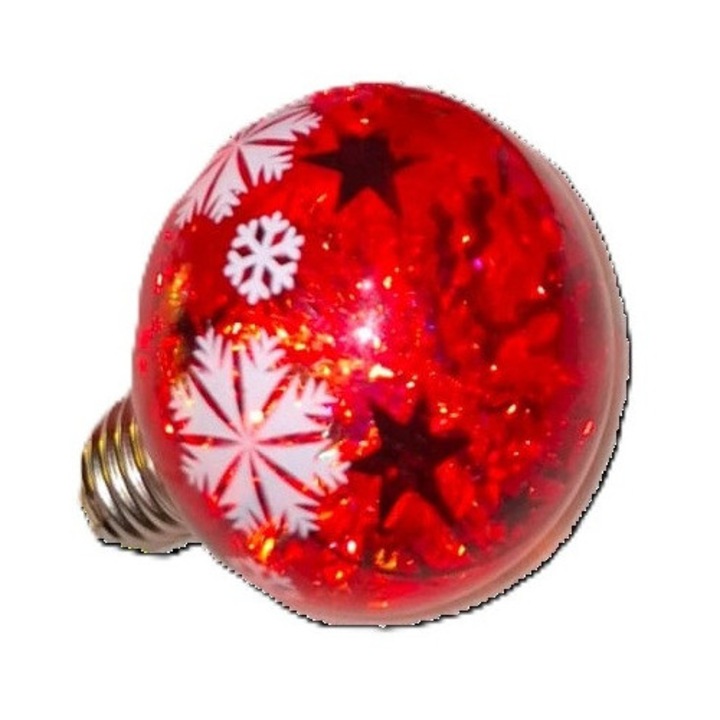 Glob decorativ de brad cu lumina, culoare roșie, set