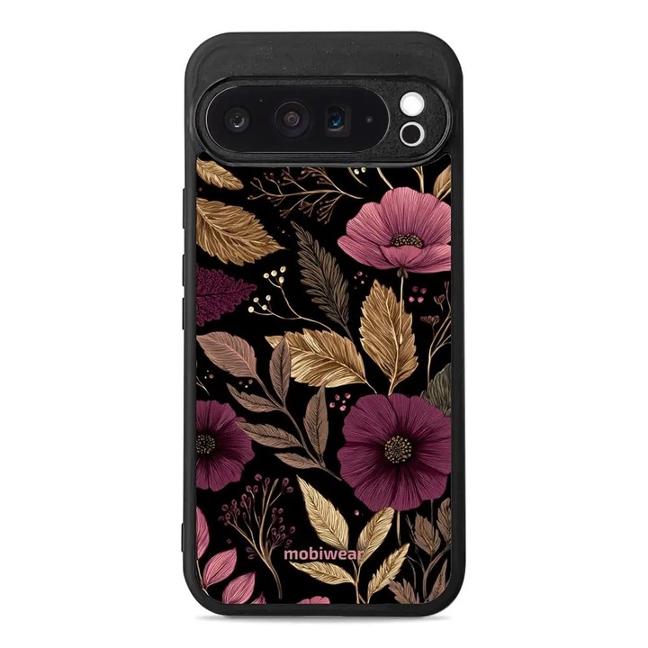 Husa telefon Mobiwear Glossy, Google Pixel 9 Pro XL, fialova, design flori, material plastic, set 1x husa