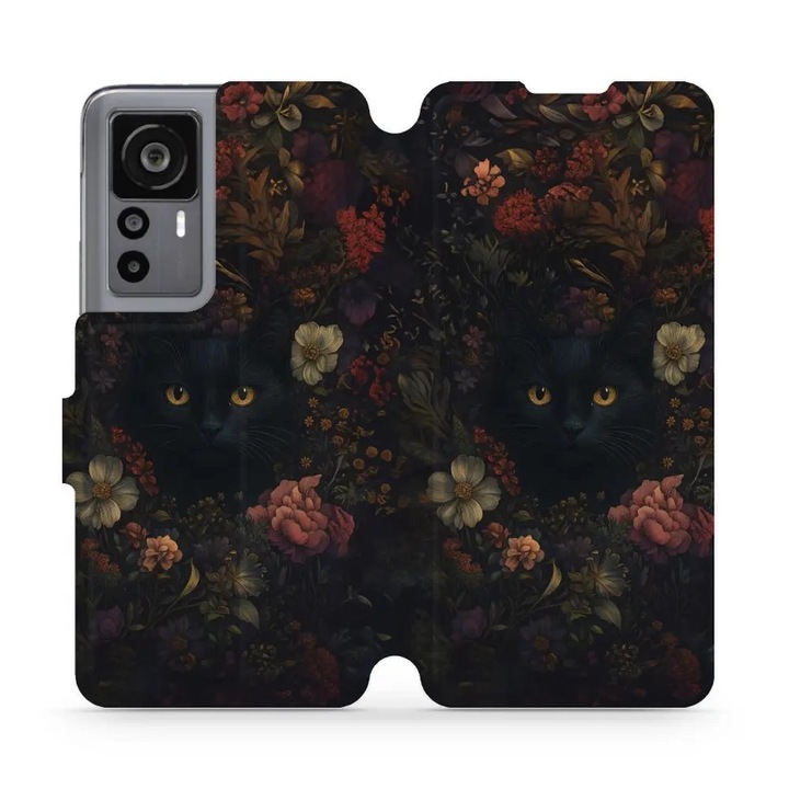 Husa flip Mobiwear pentru Xiaomi 12T / 12T Pro, design cu pisici, rezistenta la socuri si zgarieturi, multicolor