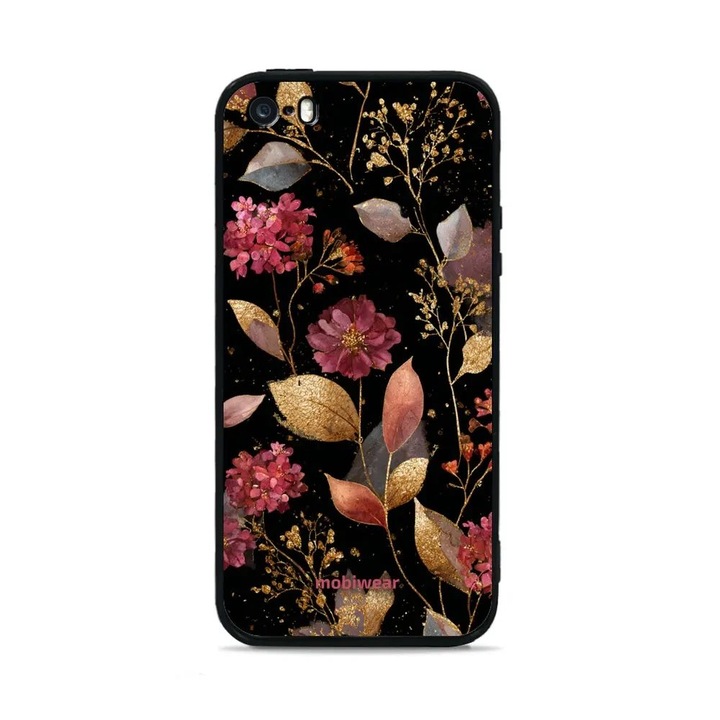 Mobiwear Glossy telefontok Apple iPhone 5 / 5S / SE készülékhez, virágos design, ütés- és karcálló, többszínű