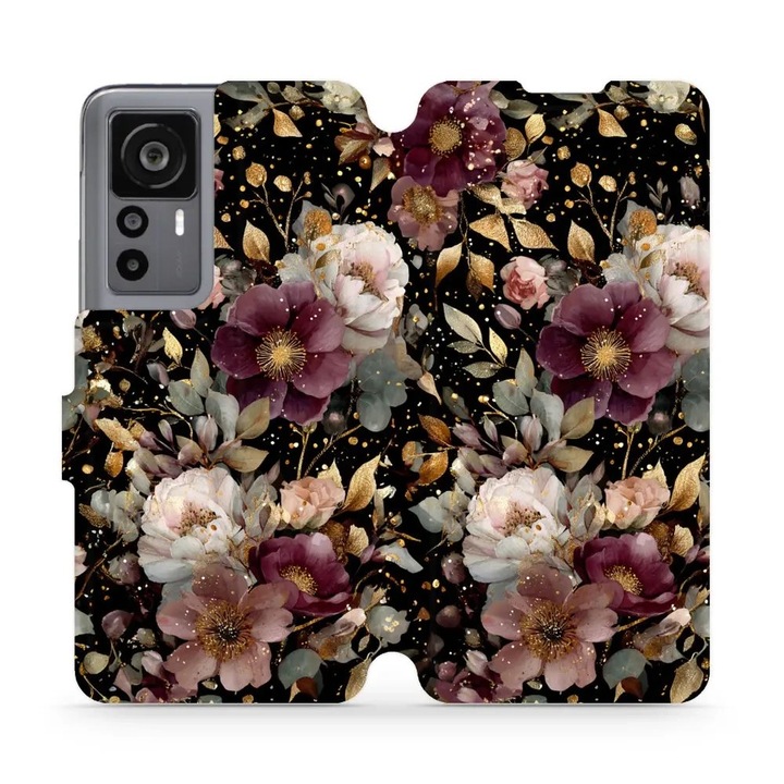 Husa flip Mobiwear pentru Xiaomi 12T / 12T Pro, design floral, rezistent la socuri si zgarieturi, multicolor