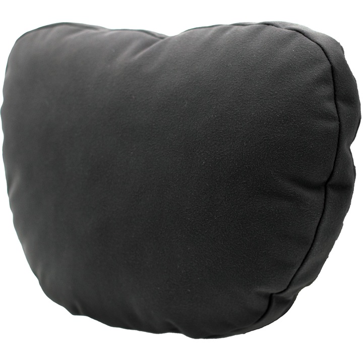 Perna Tetiera Auto MR01 Alcantara, Confort pentru Gat si Cap, Umplutura Puf Siliconizat Antialergic, Benzi Elastice cu Catarama, Dimensiuni 30x22x12 cm, Negru Gri-Inchis