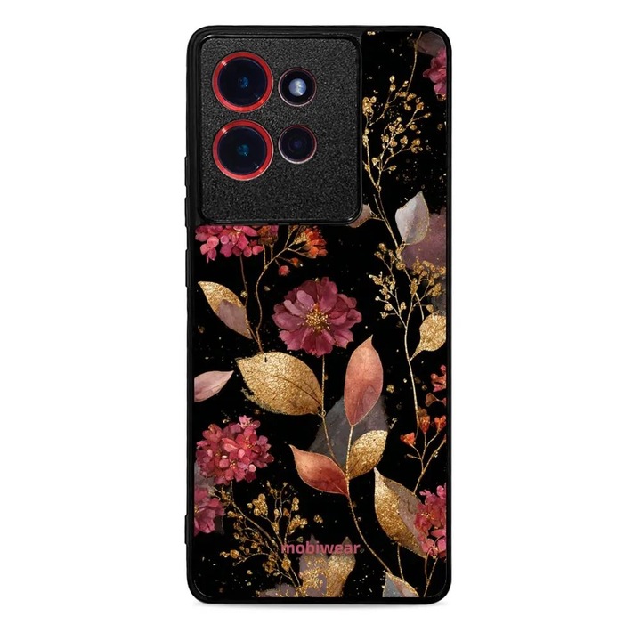 Husa telefon Mobiwear Glossy, pentru Motorola Edge 50, design floral, multicolor, material plastic si TPU
