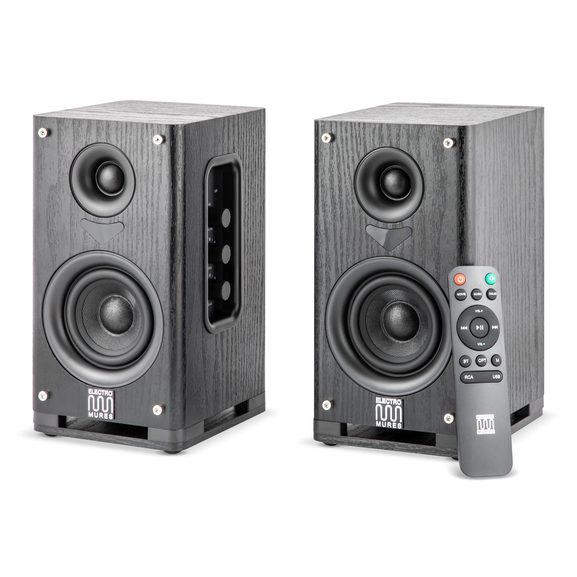 Boxe de raft Electromures EM 1022, active cu Bluetooth 5.0, conexiuni USB/OPTIC/RCA si Telecomanda, Design minimalist, Putere 2x50W, Culoare Negru