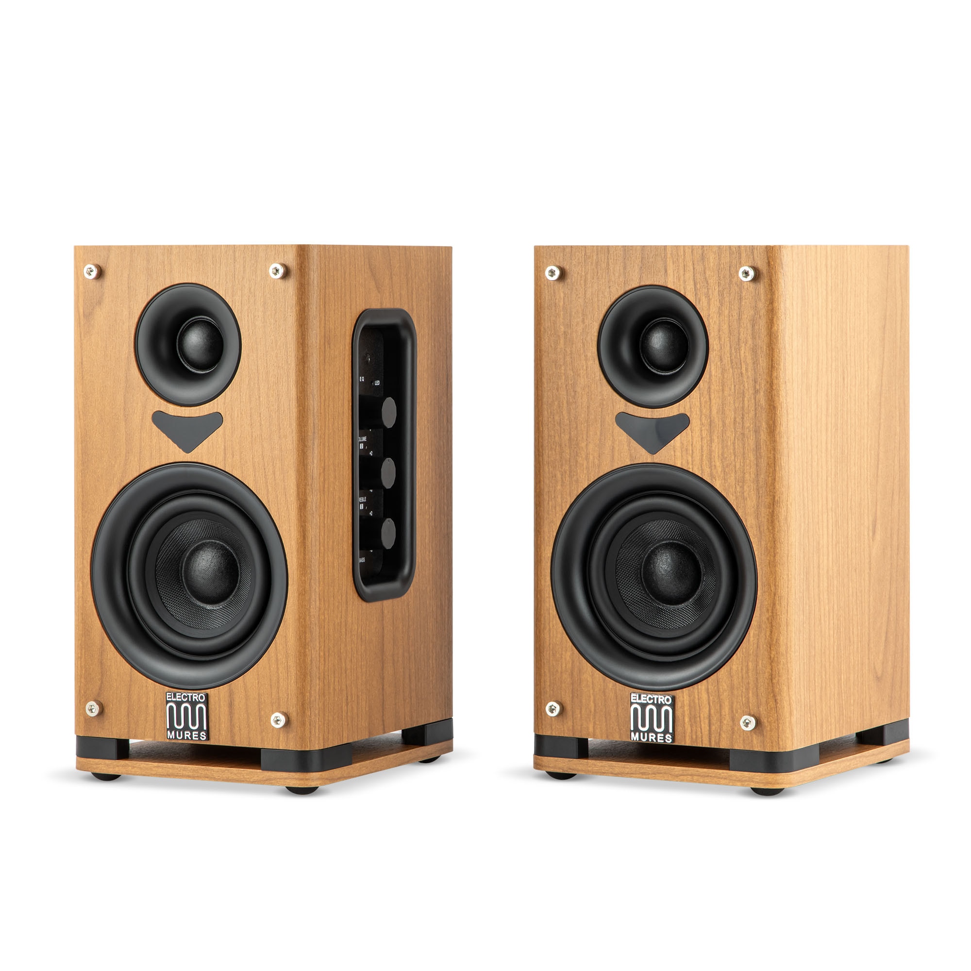 Boxe de raft Electromures EM 1022, active cu Bluetooth 5.0, conexiuni USB/OPTIC/RCA si Telecomanda, Design minimalist, Putere 2x50W, Culoare Maro