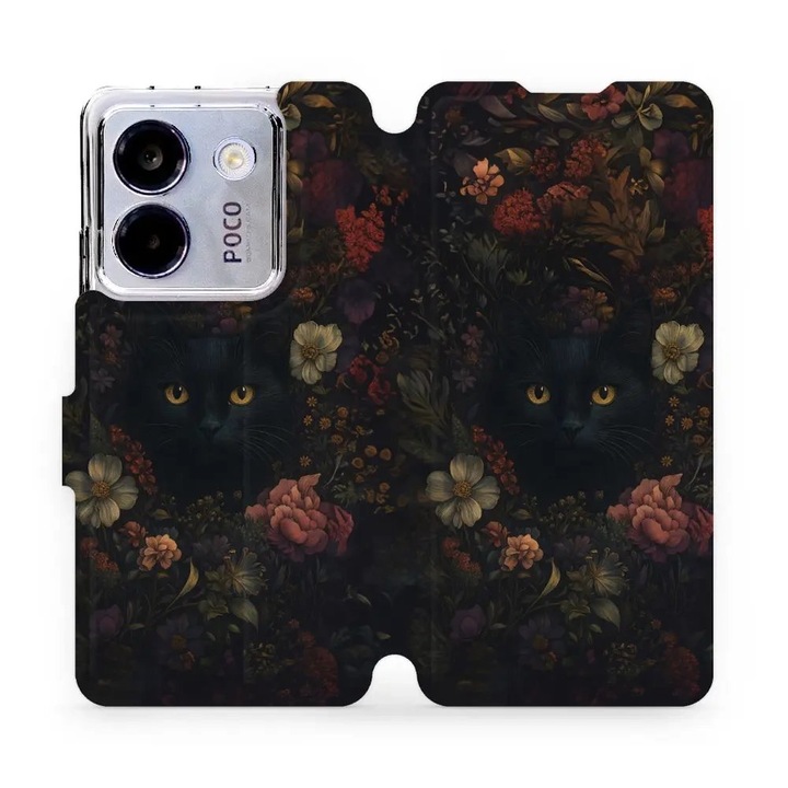 Husa flip Mobiwear pentru Xiaomi POCO M7 Pro 5G, design cu pisici, rezistenta la socuri si zgarieturi, multicolor