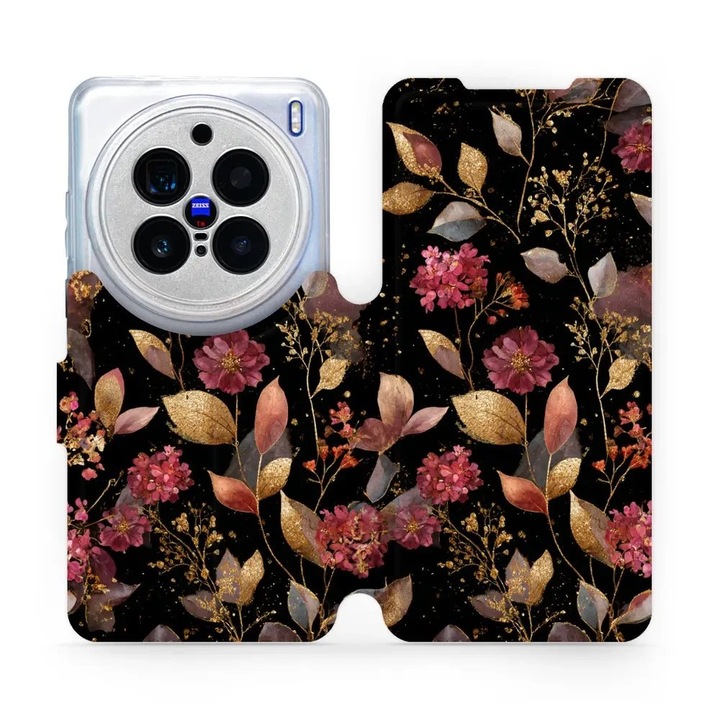 Калъф тип книга Mobiwear за Vivo X200 Pro 5G, флорален дизайн, удароустойчив, многоцветен