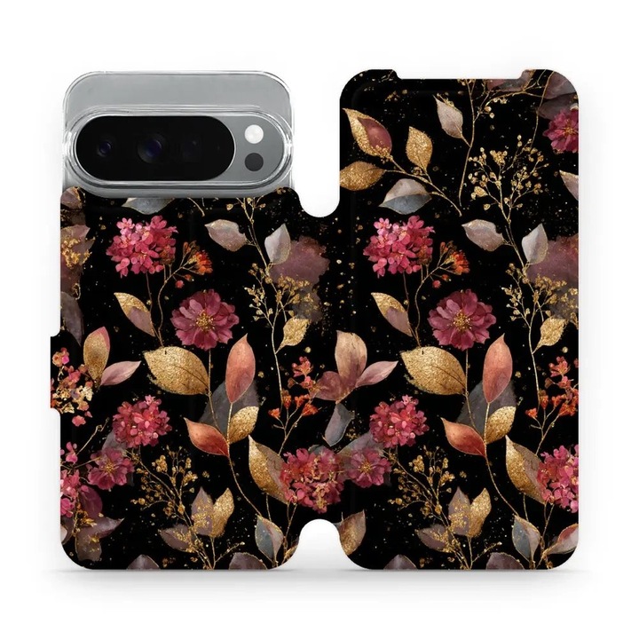 Husa flip Mobiwear pentru Google Pixel 10 Pro XL, design floral, rezistent la socuri si zgarieturi, multicolor