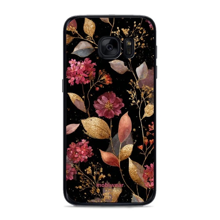 Husa telefon Mobiwear Glossy pentru Samsung Galaxy S7, design floral, rezistent la socuri, multicolor