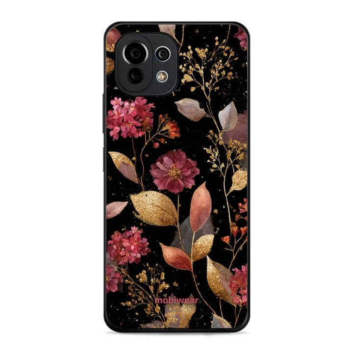 Husa telefon Mobiwear Glossy, pentru Xiaomi 11 Lite 5G NE / Xiaomi Mi 11 Lite, design floral, multicolor, material plastic, set 1 husa