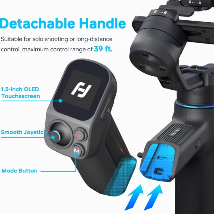 FeiyuTech SCORP Mini 3 Pro Stabilizzatore Per Fotocamere Mirrorless, Action Cam E Smartphone – Carico 2kg, Tracciamento IA A 18m, Impugnatura Remota E Touchscreen 1.3”