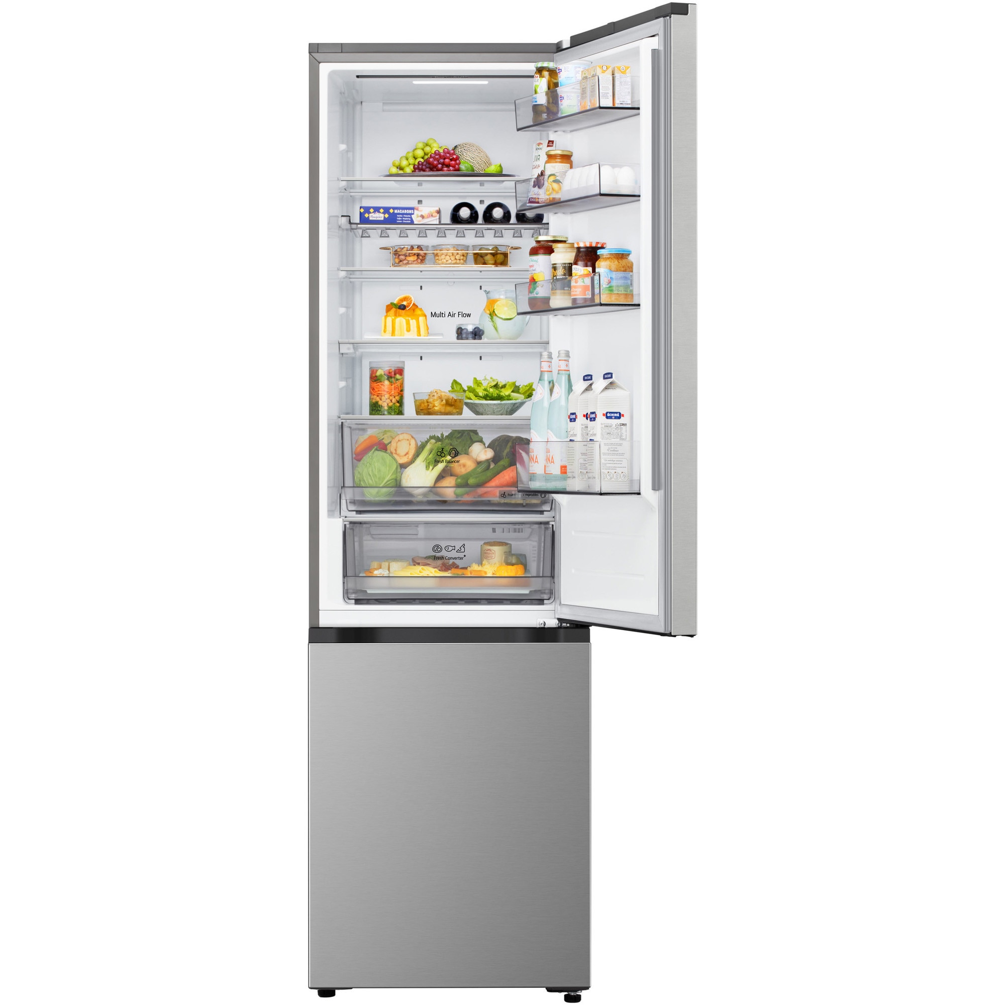 Combina Frigorifica LG, GBBS322CPY, No Frost, 375 L, Wi-Fi, Compresor Smart Inverter, Fresh Converter+, Argintiu, Cls C