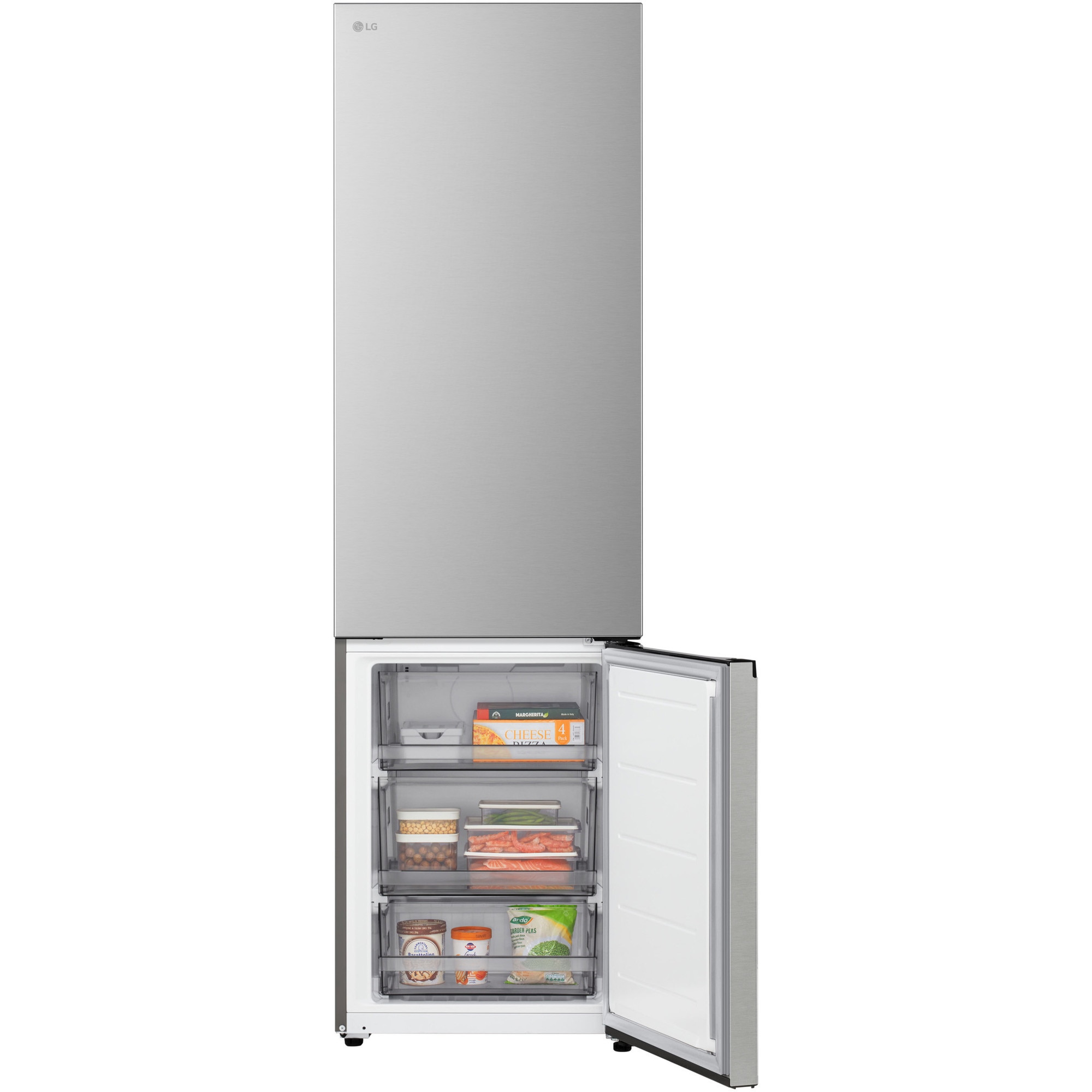Combina Frigorifica LG, GBBS322CPY, No Frost, 375 L, Wi-Fi, Compresor Smart Inverter, Fresh Converter+, Argintiu, Cls C