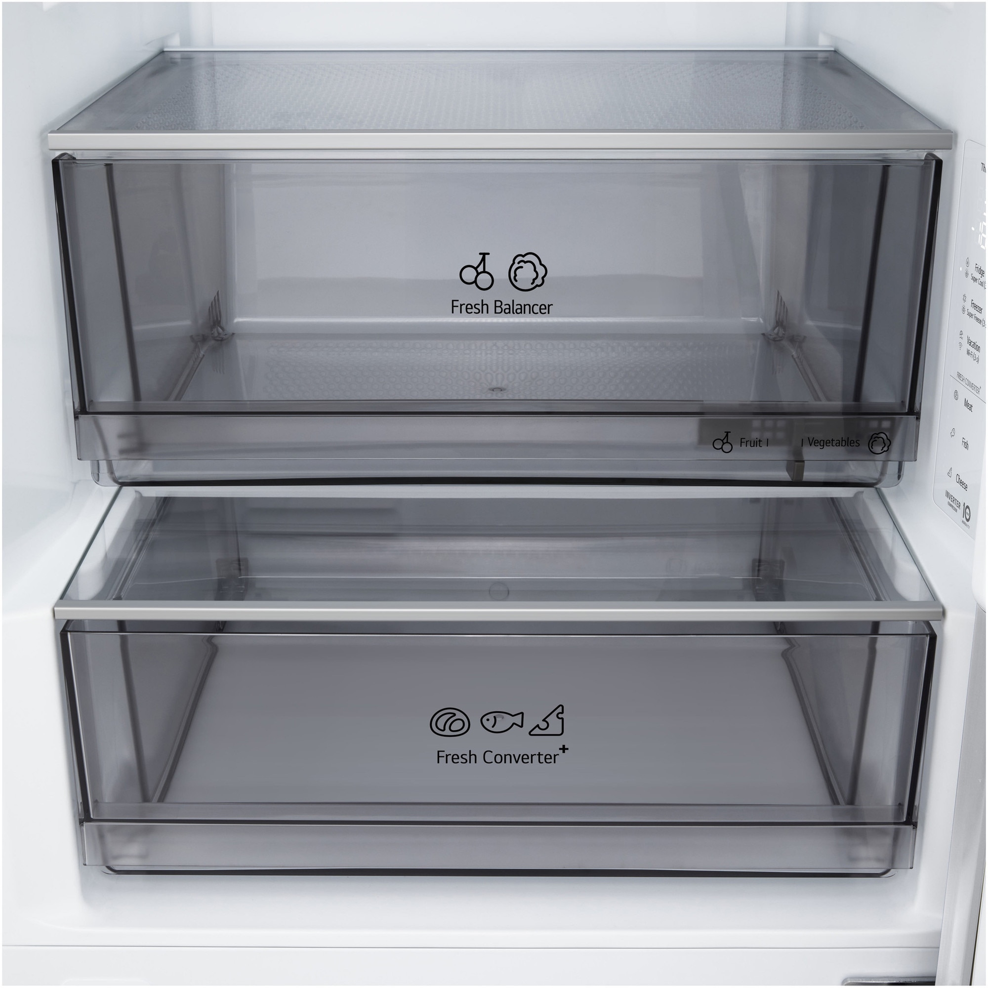 Combina Frigorifica LG, GBBS322CPY, No Frost, 375 L, Wi-Fi, Compresor Smart Inverter, Fresh Converter+, Argintiu, Cls C