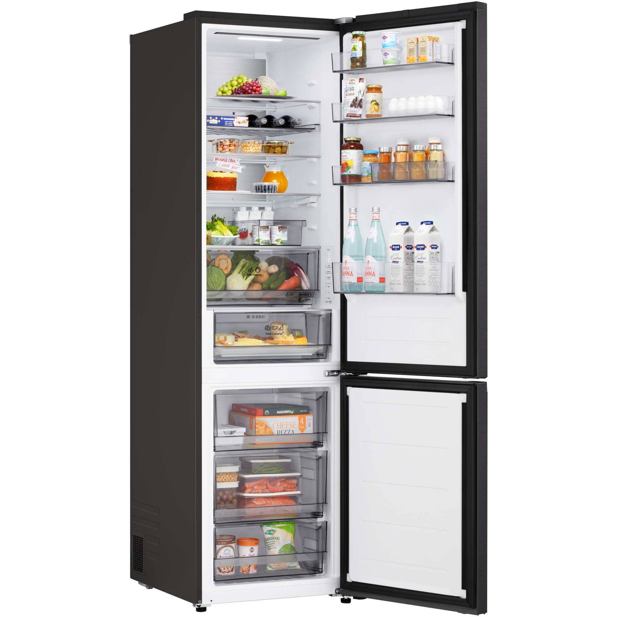 Combina Frigorifica LG,GBB524CEV, No Frost, 375 L, Wi-Fi, Compresor Smart Inverter, Fresh Converter+, Negru, cls C