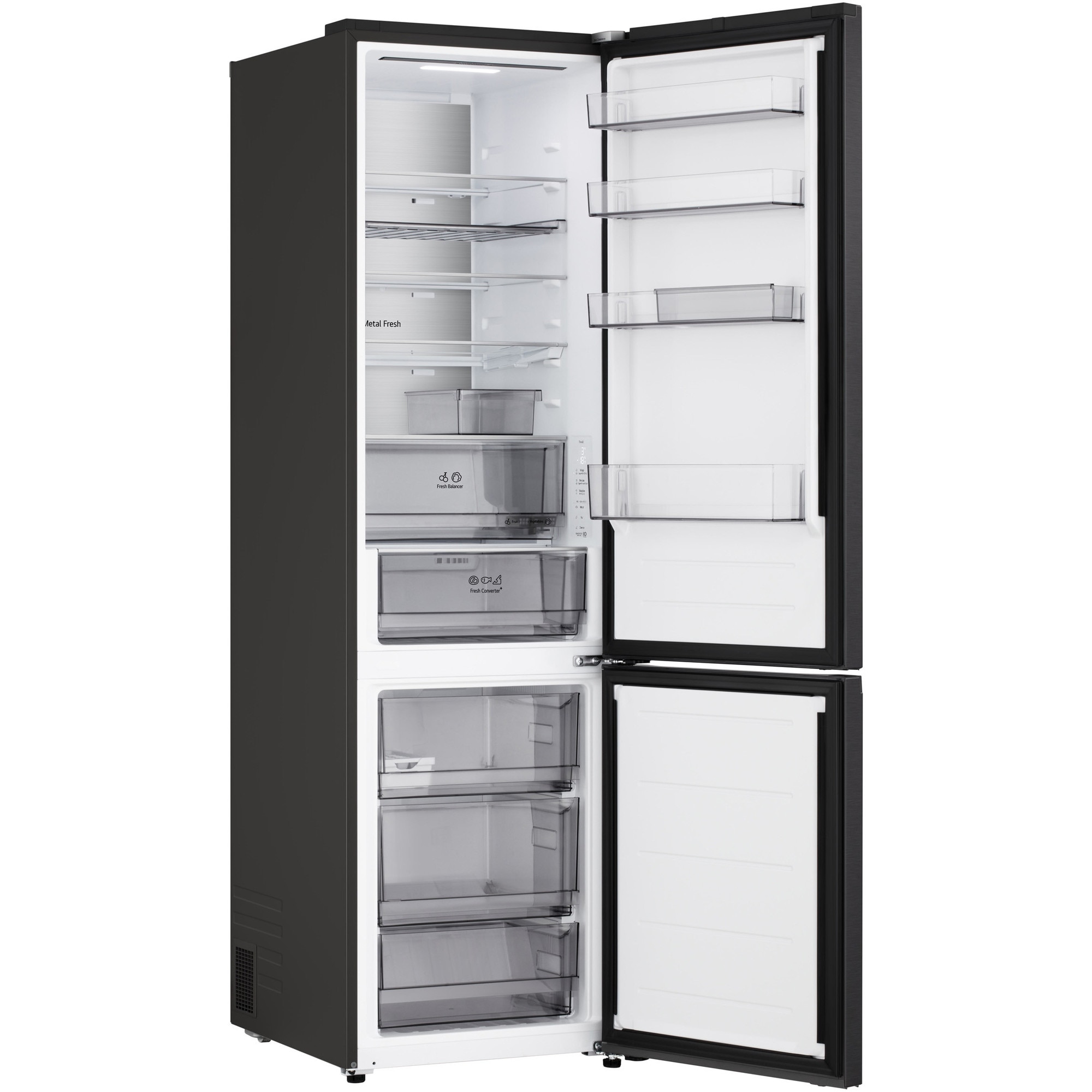 Combina Frigorifica LG,GBB524CEV, No Frost, 375 L, Wi-Fi, Compresor Smart Inverter, Fresh Converter+, Negru, cls C