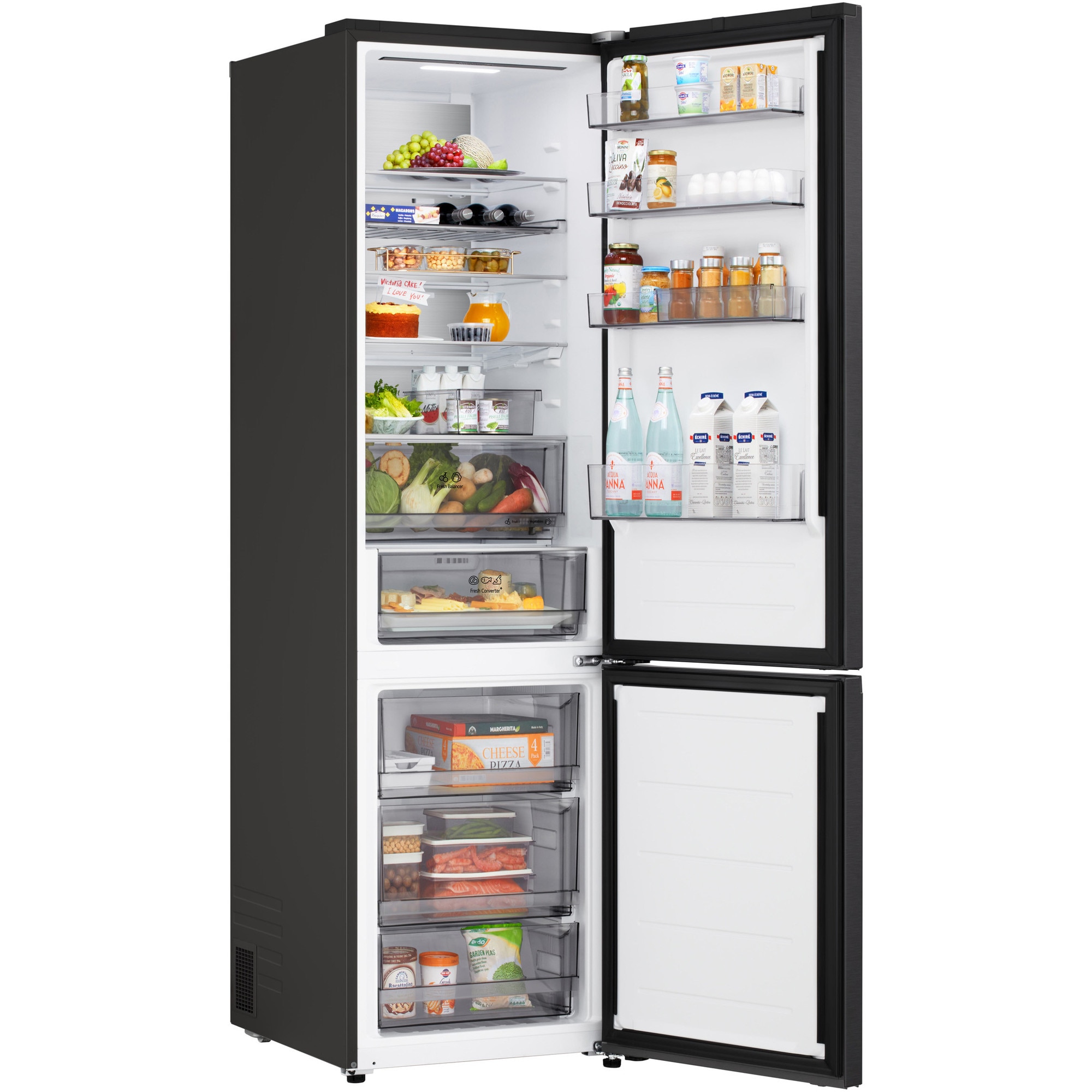 Combina Frigorifica LG, GBB525, No Frost, 375 L, Display extern, Wi-Fi, Compresor Smart Inverter, Fresh Converter+, Negru, cls C