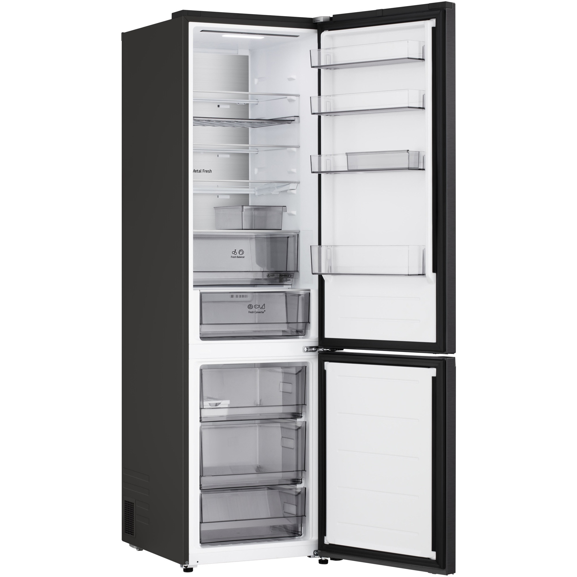 Combina Frigorifica LG, GBB525, No Frost, 375 L, Display extern, Wi-Fi, Compresor Smart Inverter, Fresh Converter+, Negru, cls C